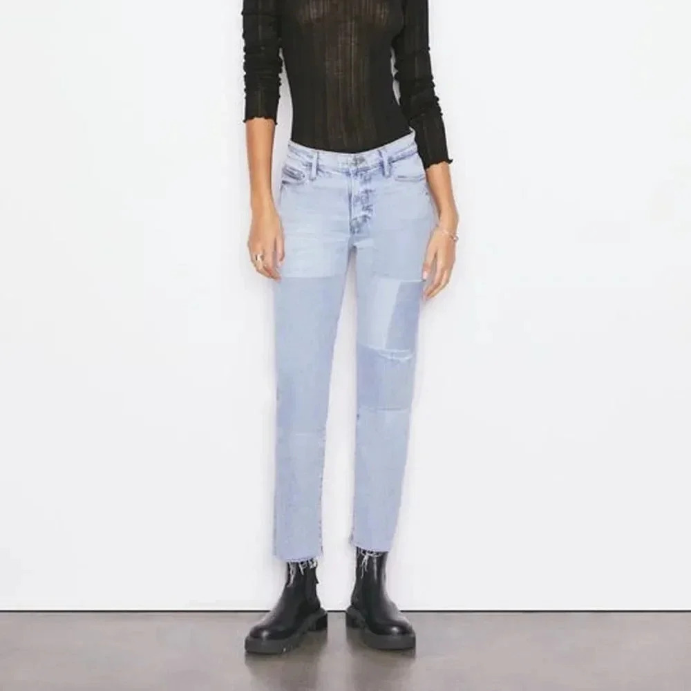 Frame Le Nouveau Patched Straight Leg Jeans